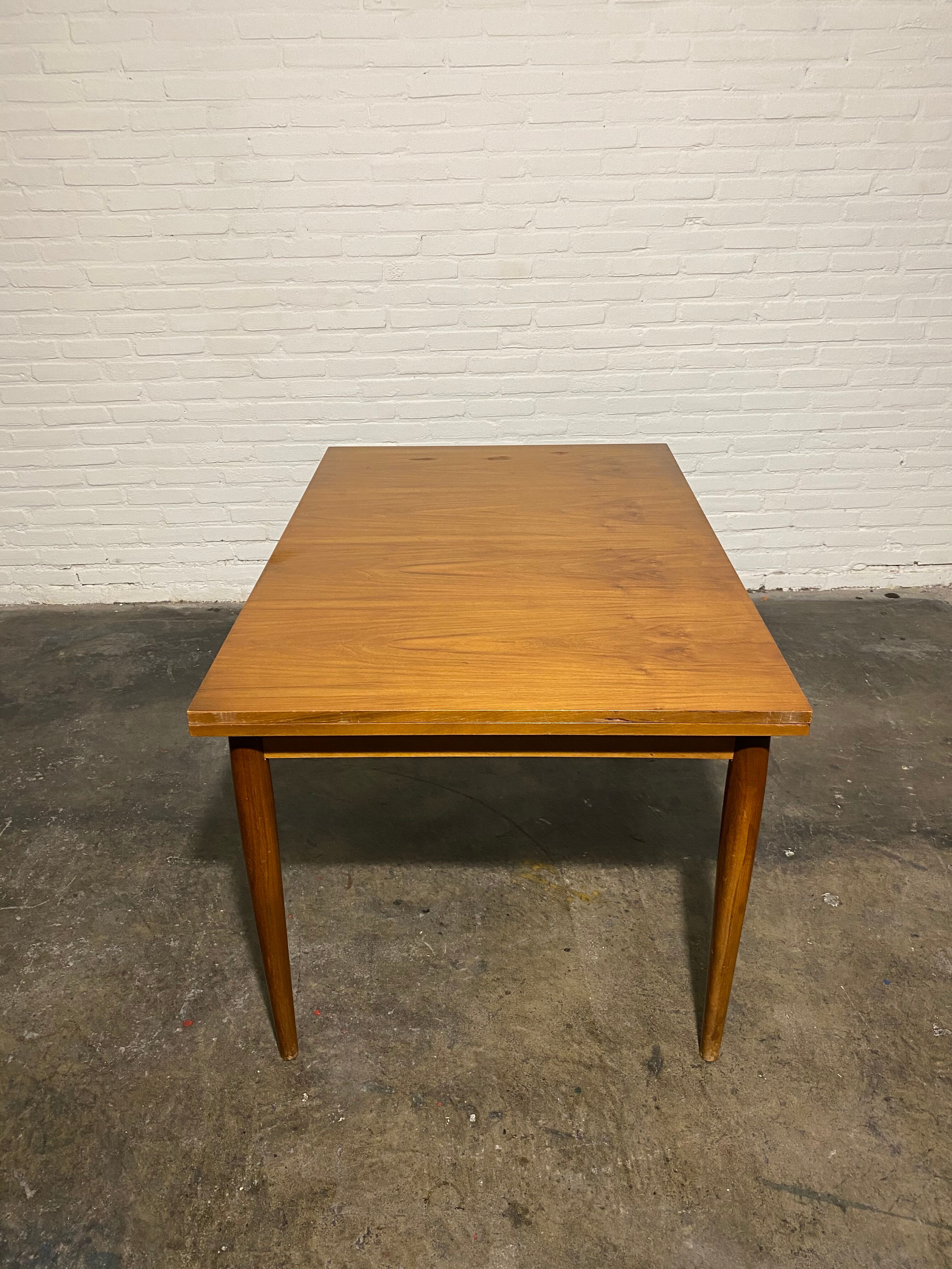Vintage teak square extendable  dining table designed and manufactured by lübke,  1960s