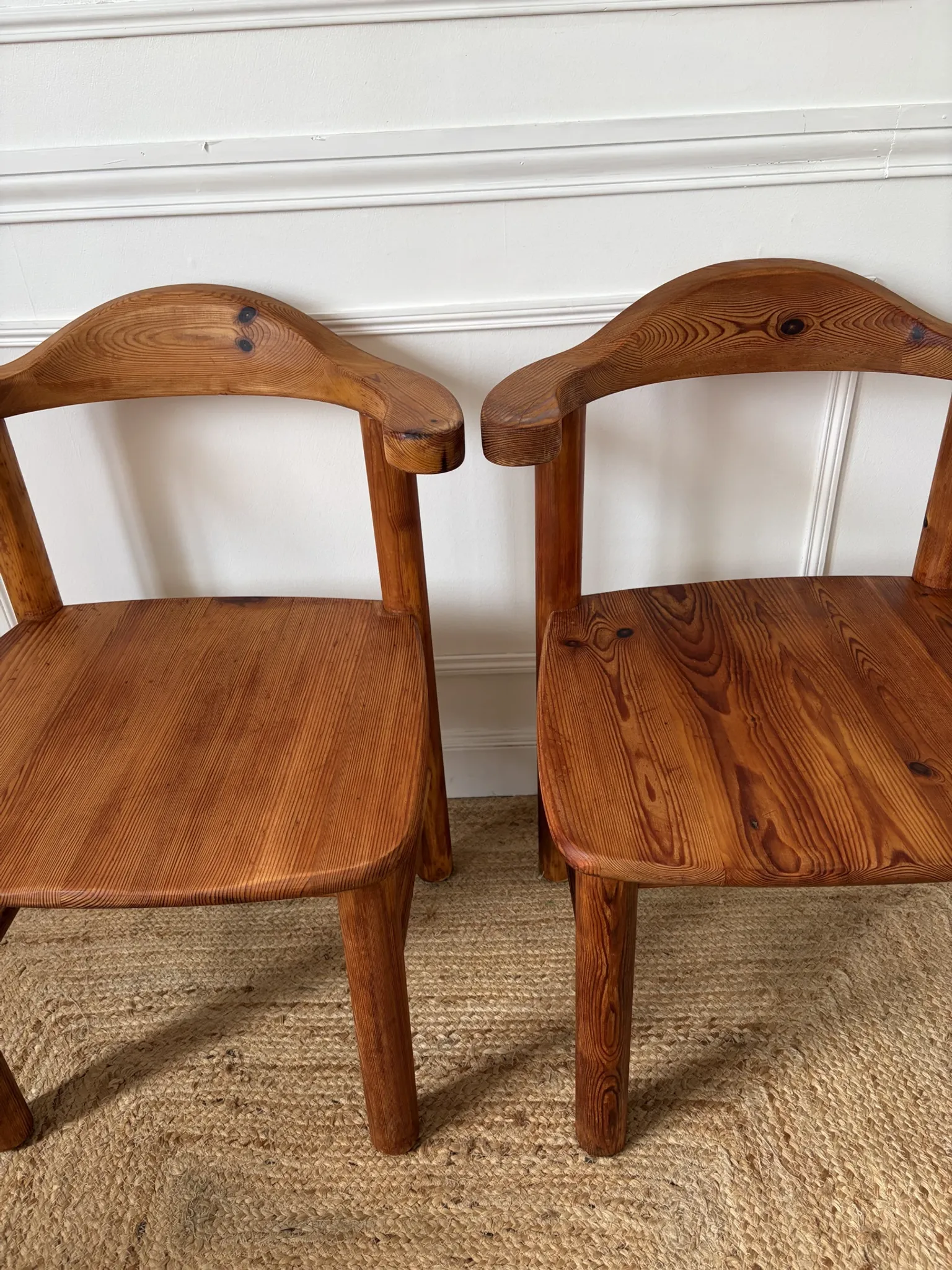 4 pine armchairs from the 1970s