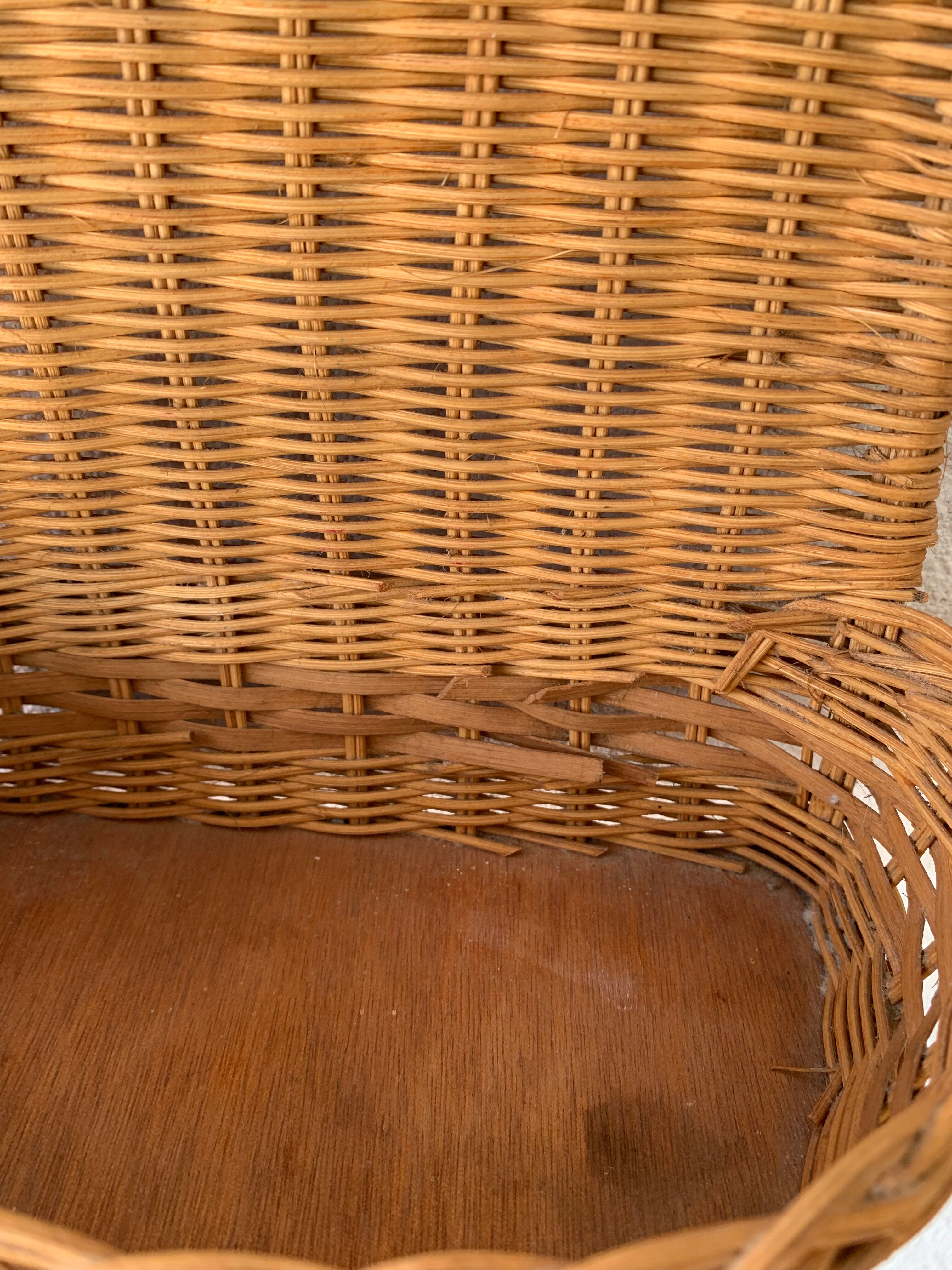 Small vintage braid wicker shelf