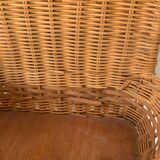 Small vintage braid wicker shelf