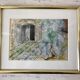 Watercolor "Les Fenestrons" signed and framed vintage