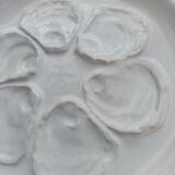 5 white oyster plates, St Amand faiencerie - vintage