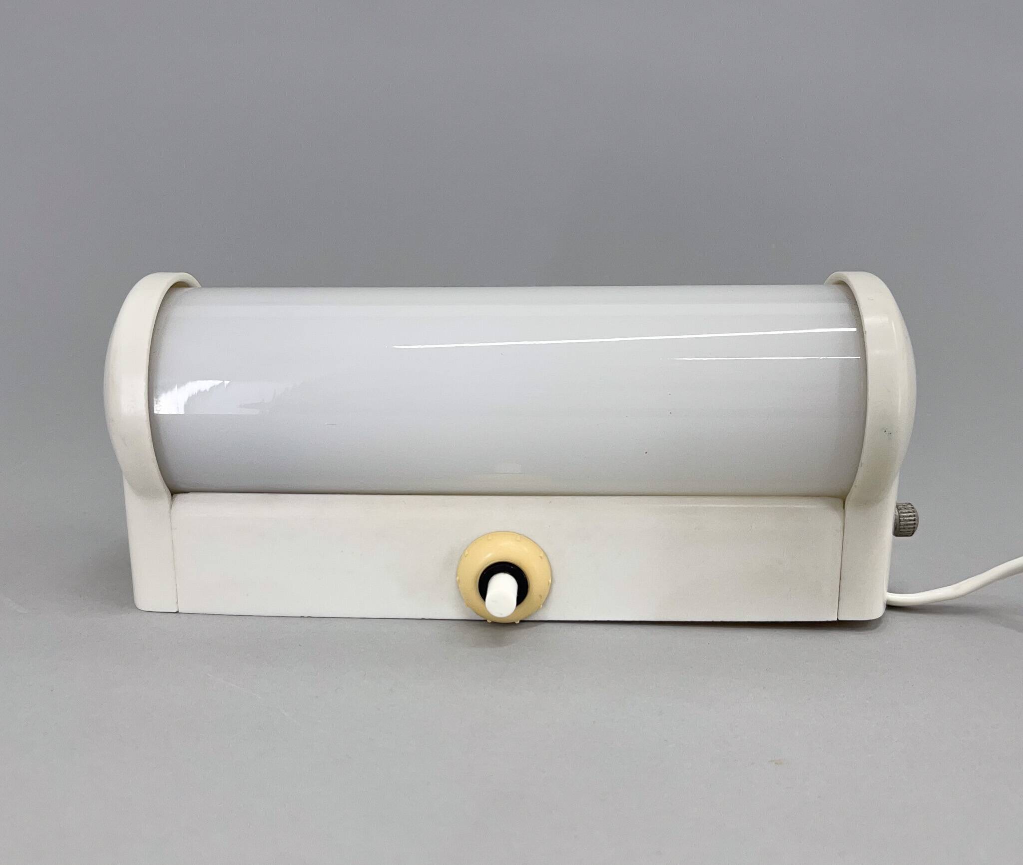 Bakelite and Milk Glass Wall Lamp, Czechoslovakia, 1950's