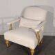 English style armchair in oak and cotton linen fabric
