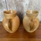 Pair antique cnp village beige & cream stoneware pitchers vintage