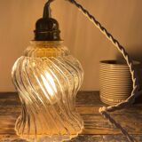 Vintage portable lamp in electrified chiseled glass to nine