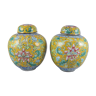 Pair of Chinese enamelled bronze pots