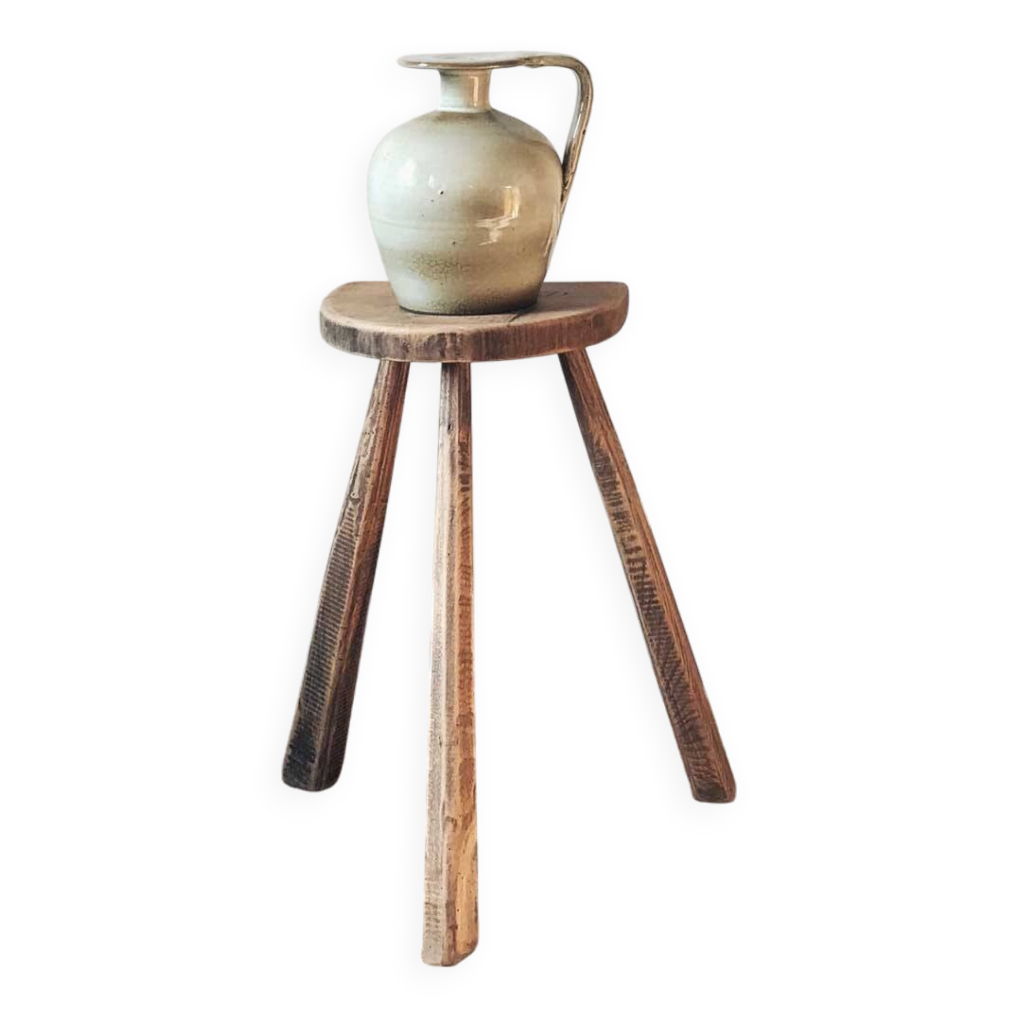 Brutalist wooden stool