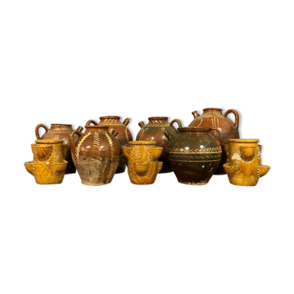Lot of nine jugs buires  Val de Saône Art Populaire era 18 and 19th century
