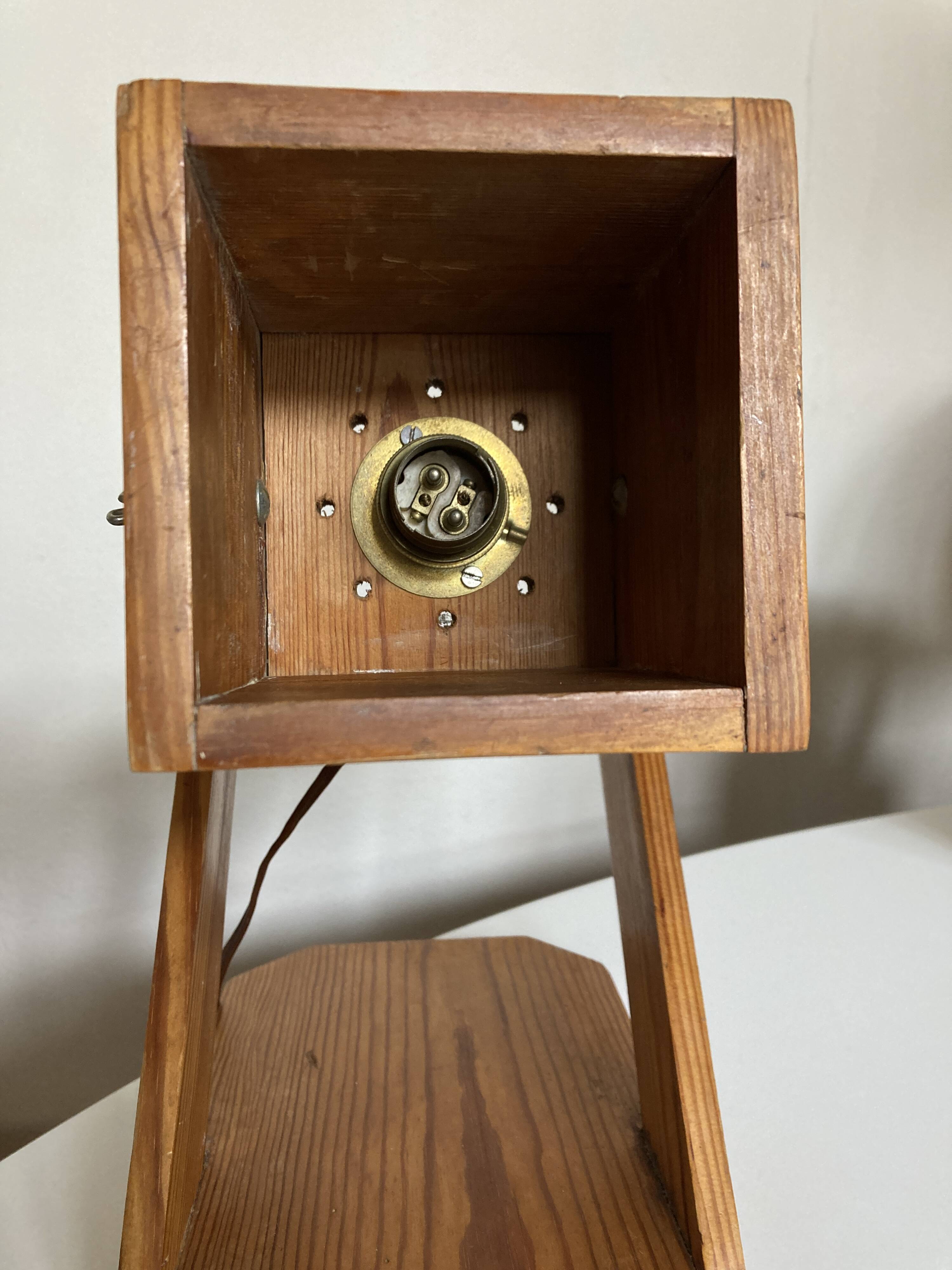 Articulated cocotte lamp in pine wood 1970