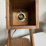 Lampe cocotte articulée en bois de pin 1970