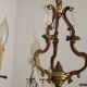 French Antique Art Nouveau 4 Light 3 Side Brass Crystal Cage Chandelier