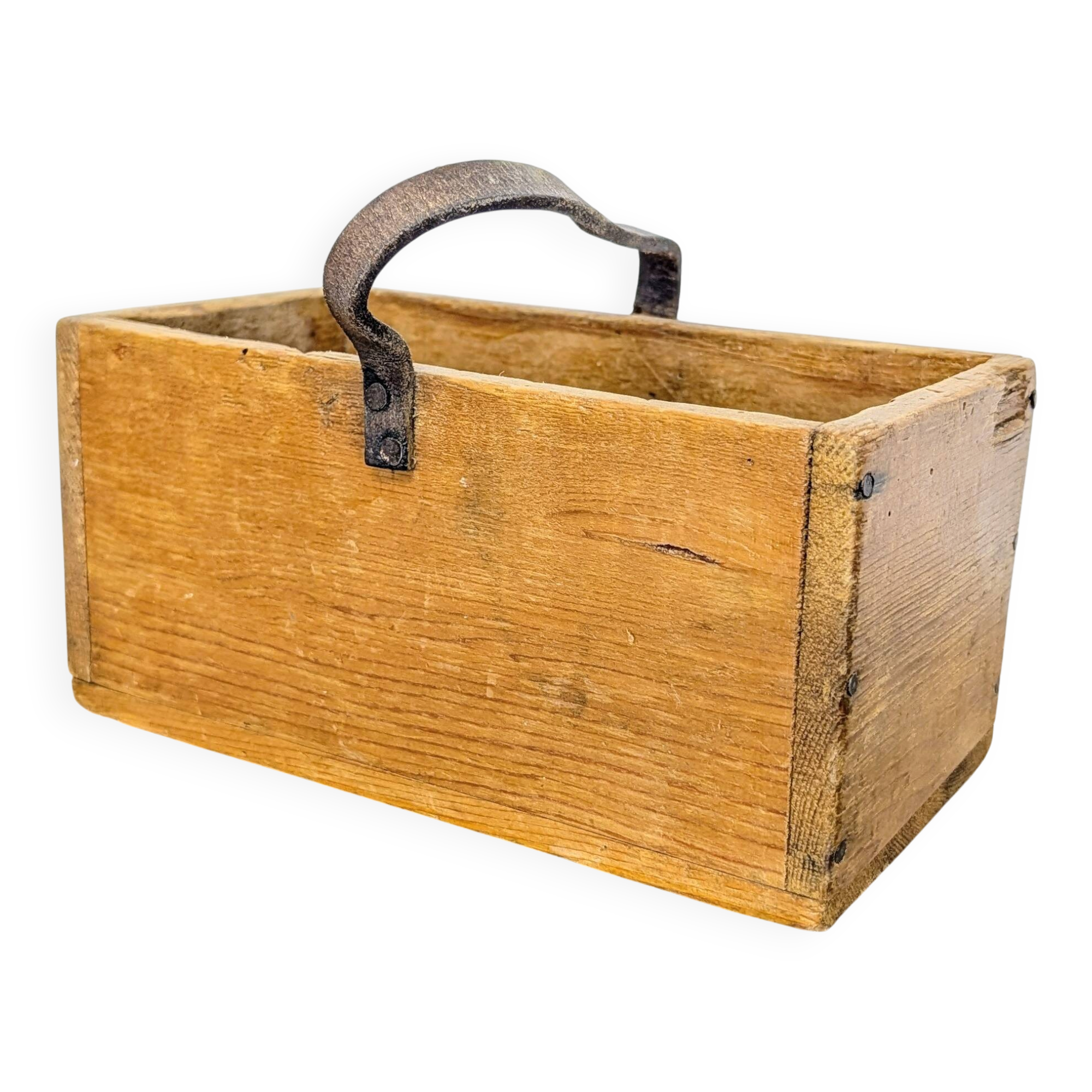 Petit porte-outils de métier en bois et poignée cuir