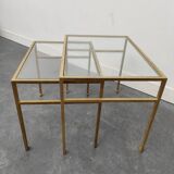 Tables basses gigognes Roger Thibier dorées 1960