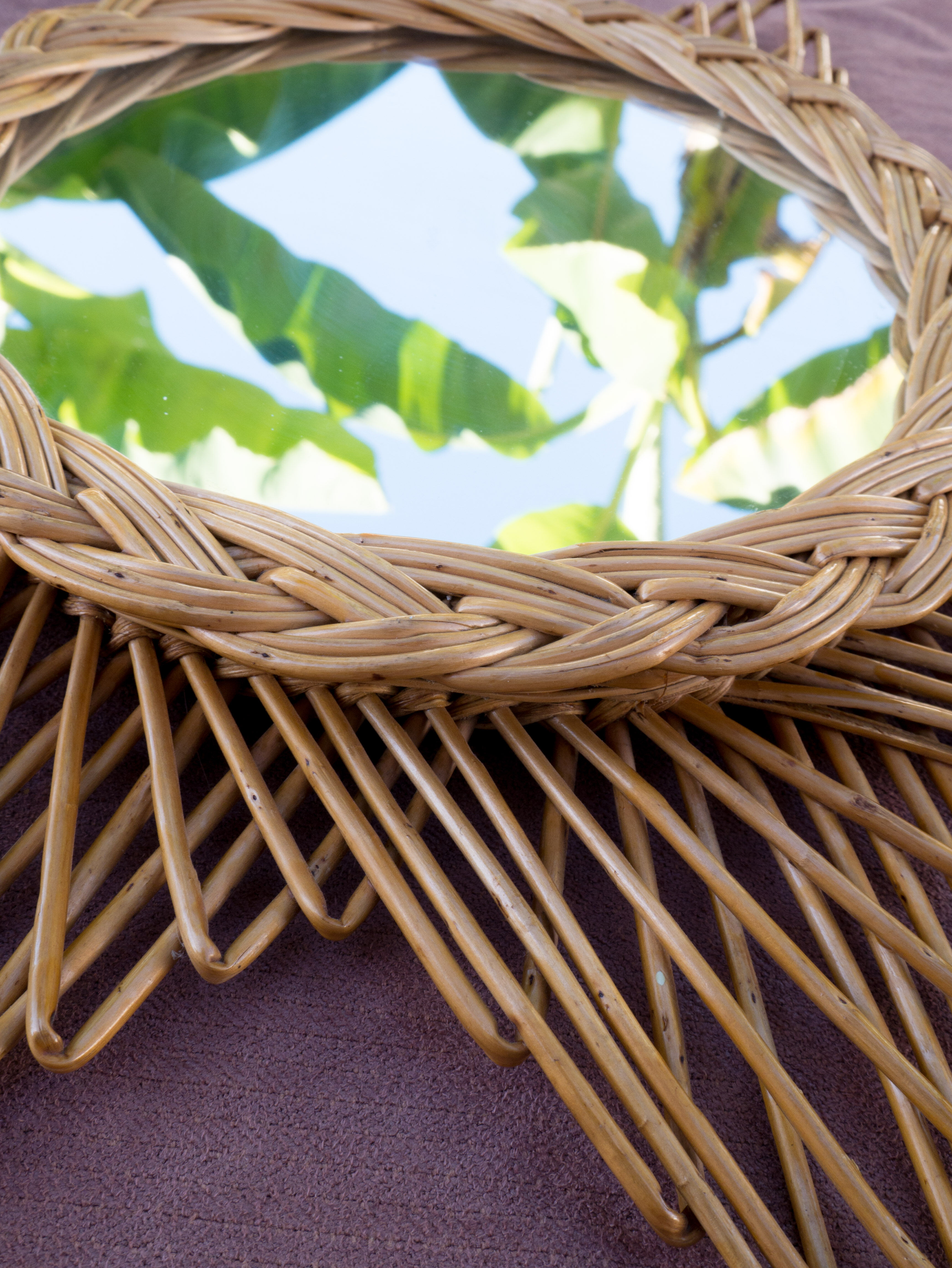 Rattan sun mirror 45x45cm