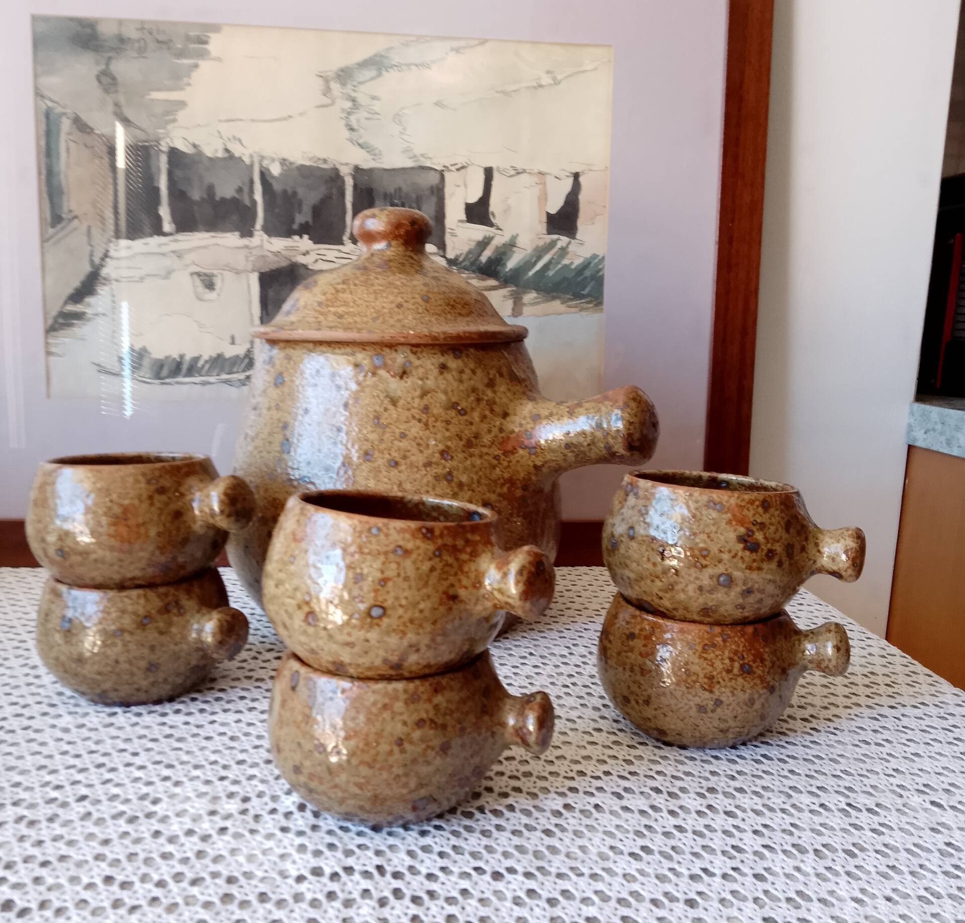 Vintage soup service in pyrite stoneware