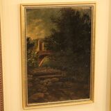 Italian landscape painting oil on cardboard from 20th century