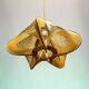 Wood and straw Japandi style hanging lamp