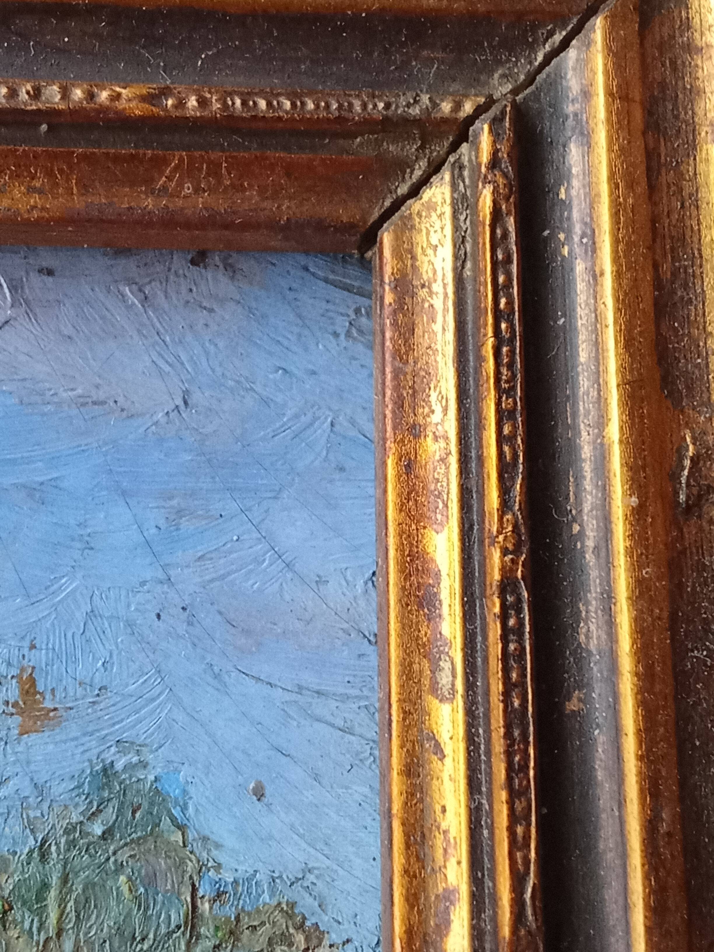 Antique landscape painting, gilt frame