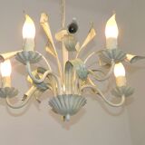 5-light earthenware chandelier with fleur-de-lis and scrolled leaves 4867