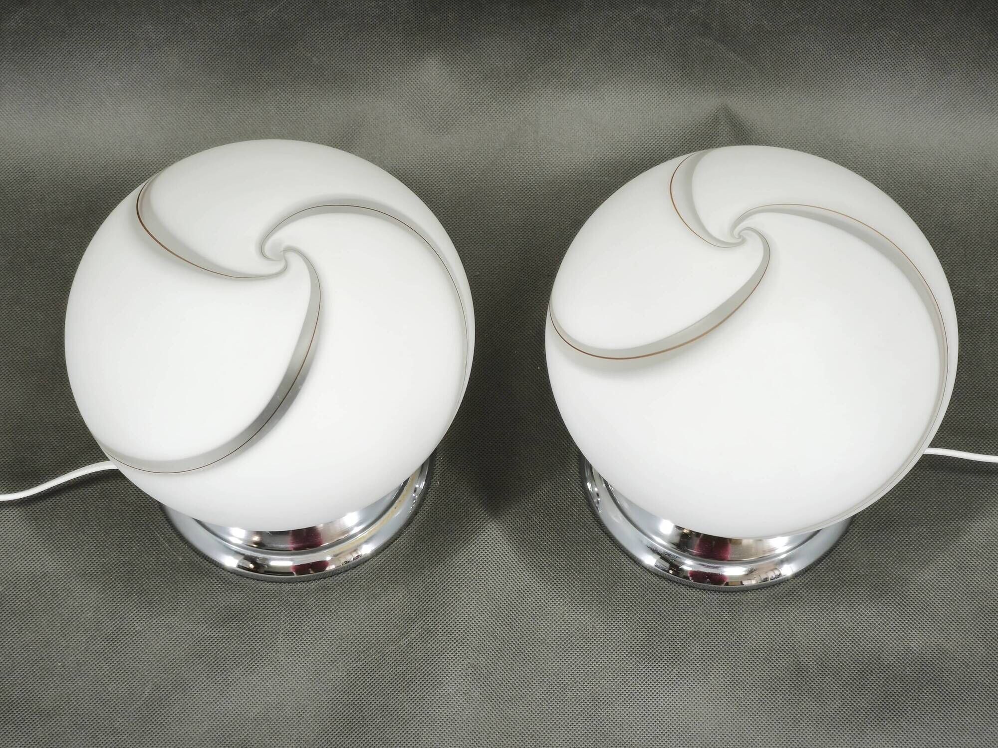 Pair of Italian Murano Glass and Chrome Table Lamps, 1960s