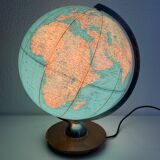 Vintage 1960s JRO Verlag globe, wood and PVC world map - 43 cm