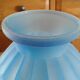Molded pressed glass blue vase Art Deco, France