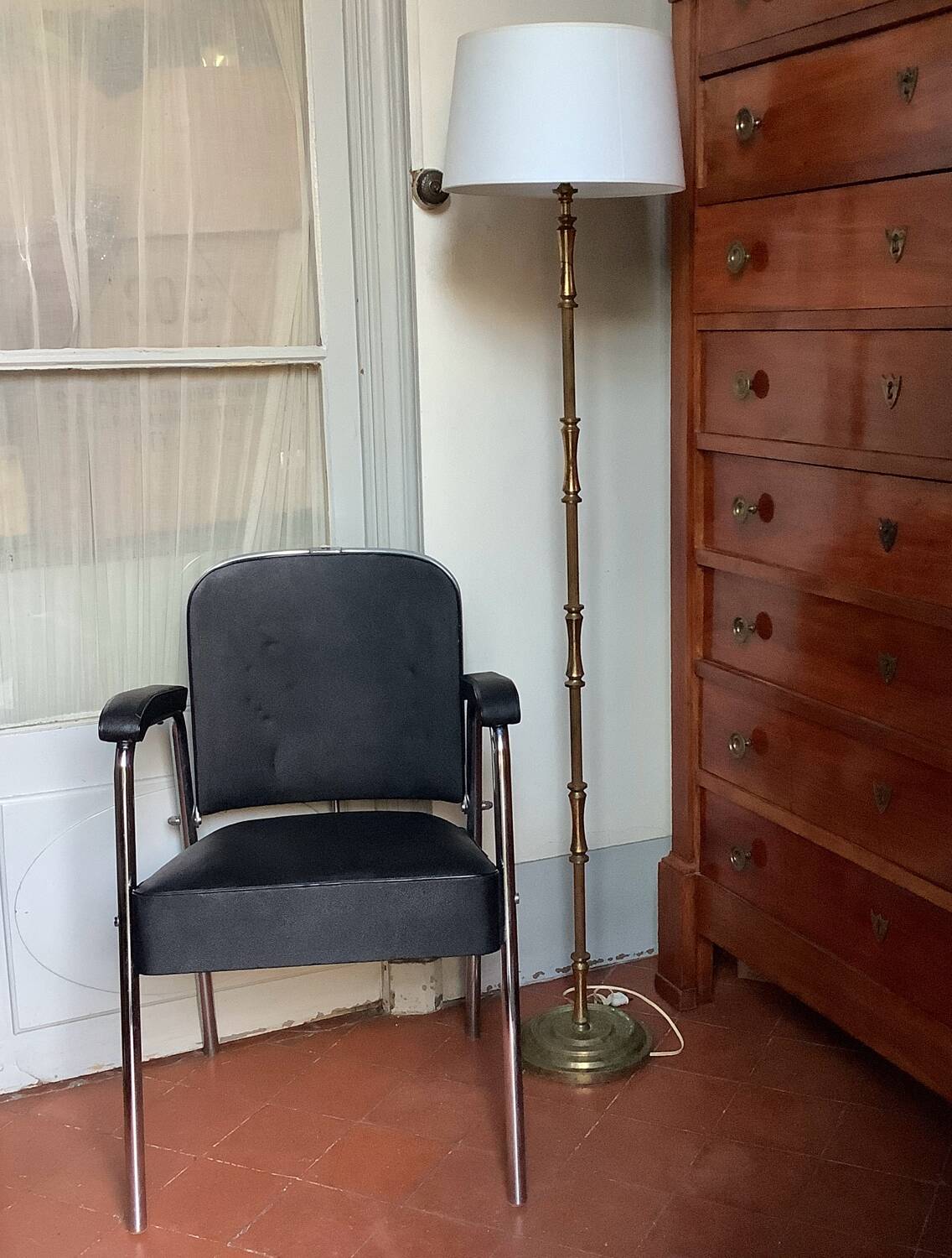 Afoc Vintage 60s/70s Hairdressing Chair - Chrome and Black Faux Leather