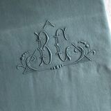 Old linen and cotton sheet tinted in gray green