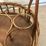 Vintage basket bottle holder in rattan wicker