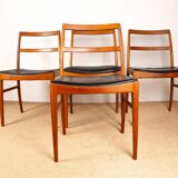 Set of 4 Danish teak and leather chairs, model 430, by Arne Vodder, 1960