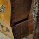 Curved Louis XV style commode with floral marquetry and marble top.