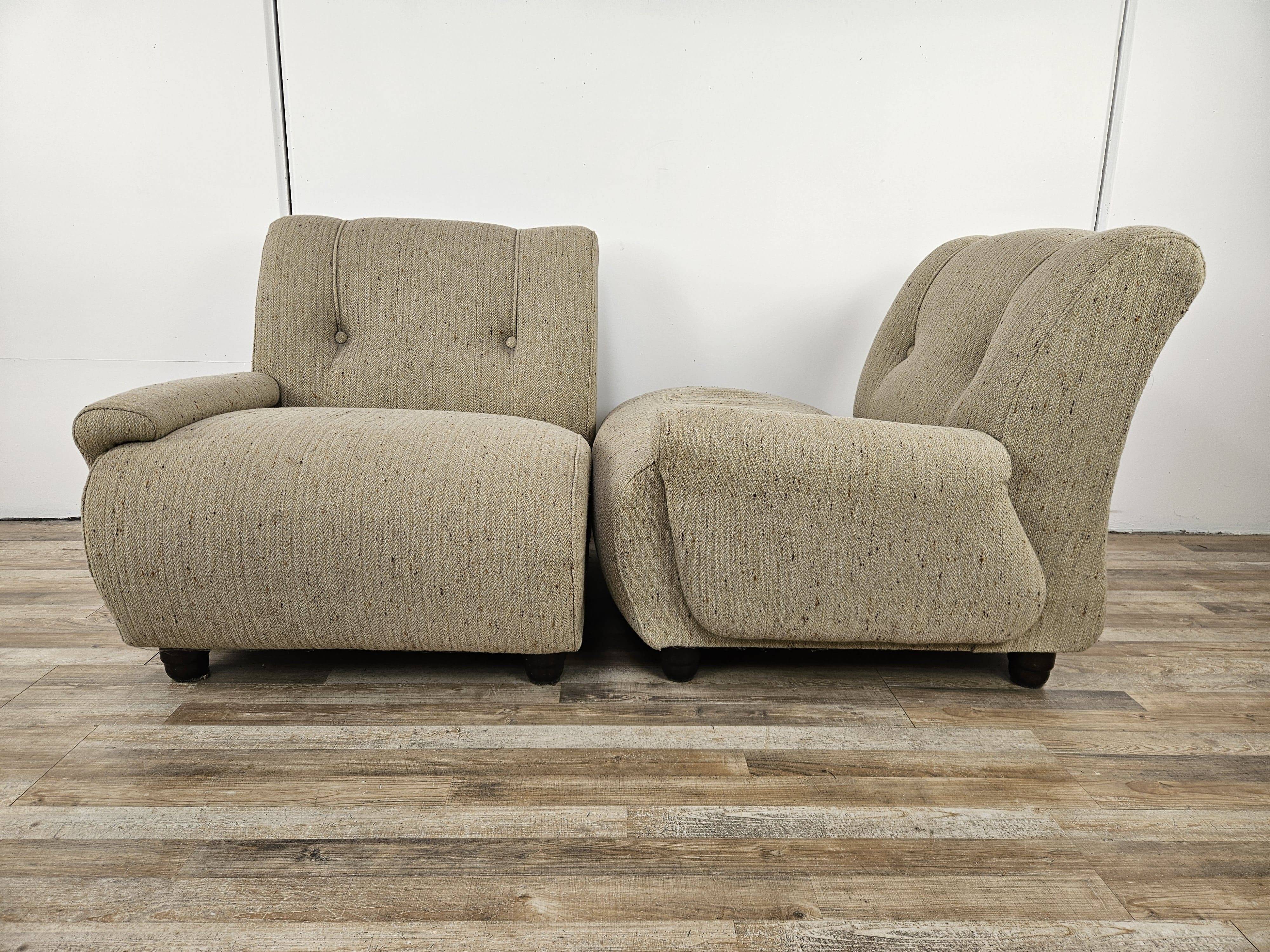 Canapé modulable années 70 à trois places en tissu
