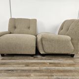 70s modular sofa with three seats in fabric