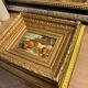 Old oil painting on farmyard panel
