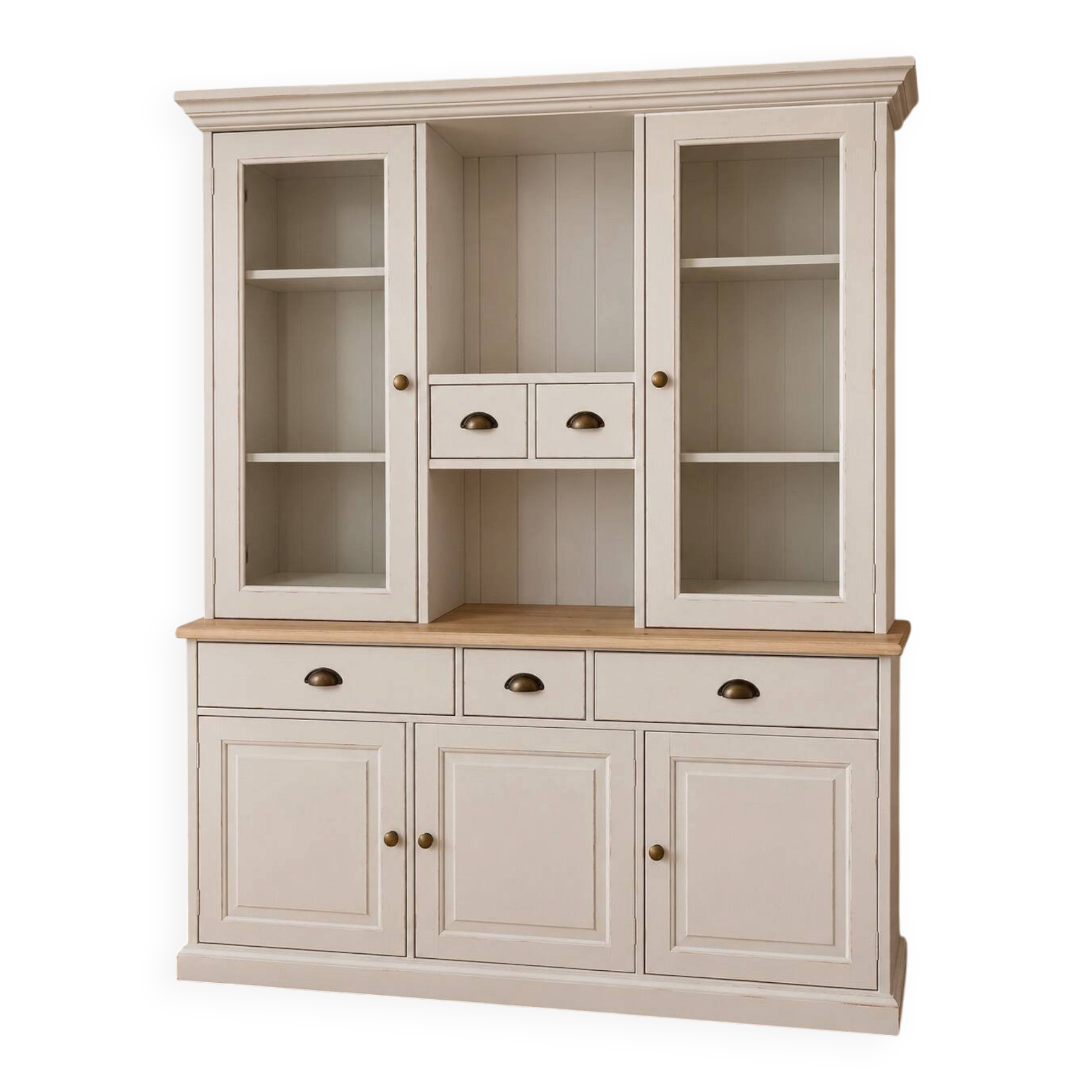 Buffet vitré en pin relooké