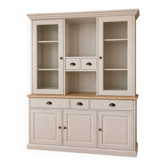 Buffet vitré en pin relooké