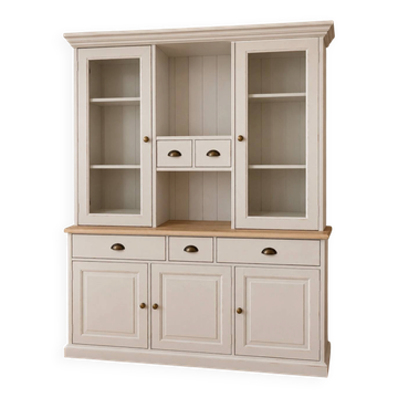 Redesigned glass-front pine sideboard