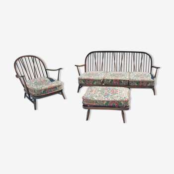 Ercol sofa, armchair and Ottoman set