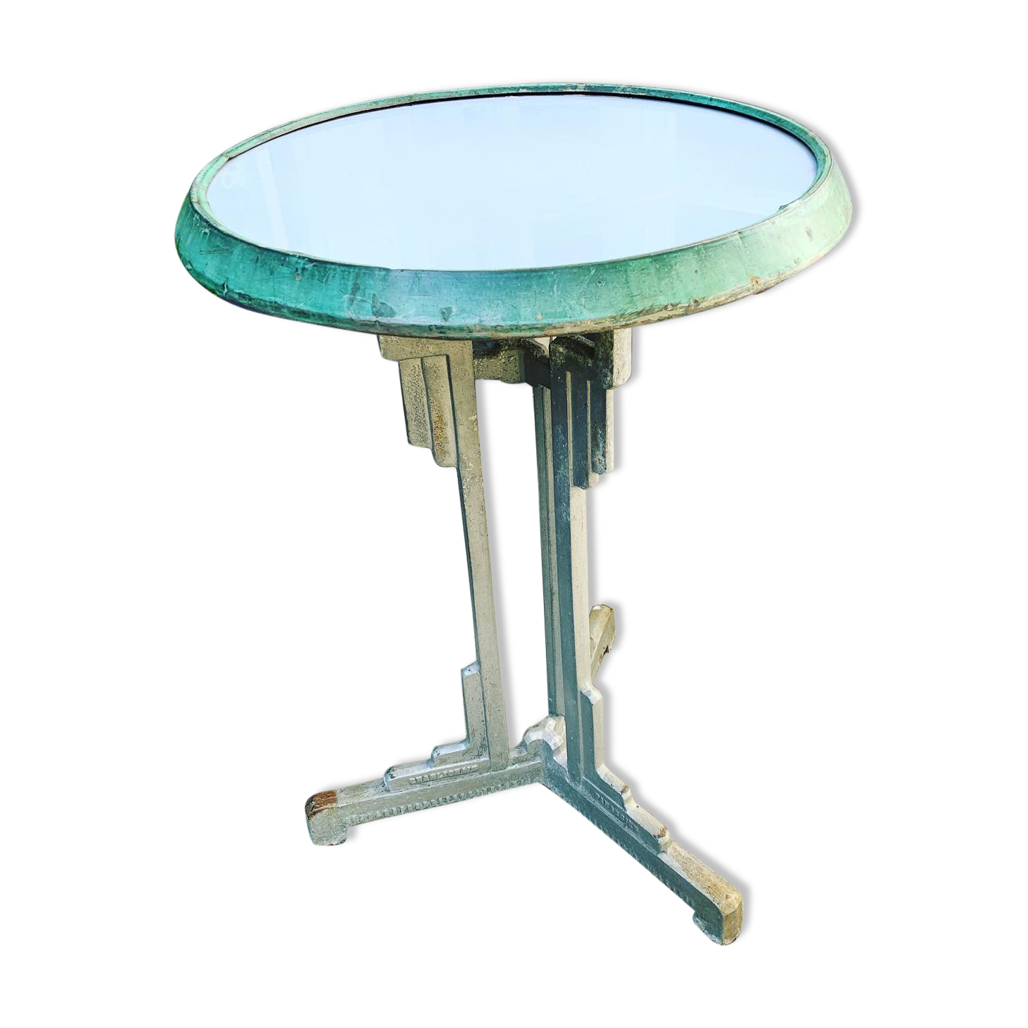 Charlionais & Panassier cast iron and opaline table, 1930s