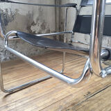 Bauhaus modernist leather chrome armchairs