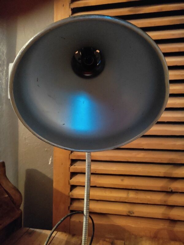 Bedside lamp desk metal Aluminum black velvet Original old