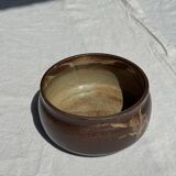 A small stoneware bowl, brown exterior, speckled grey interior D15