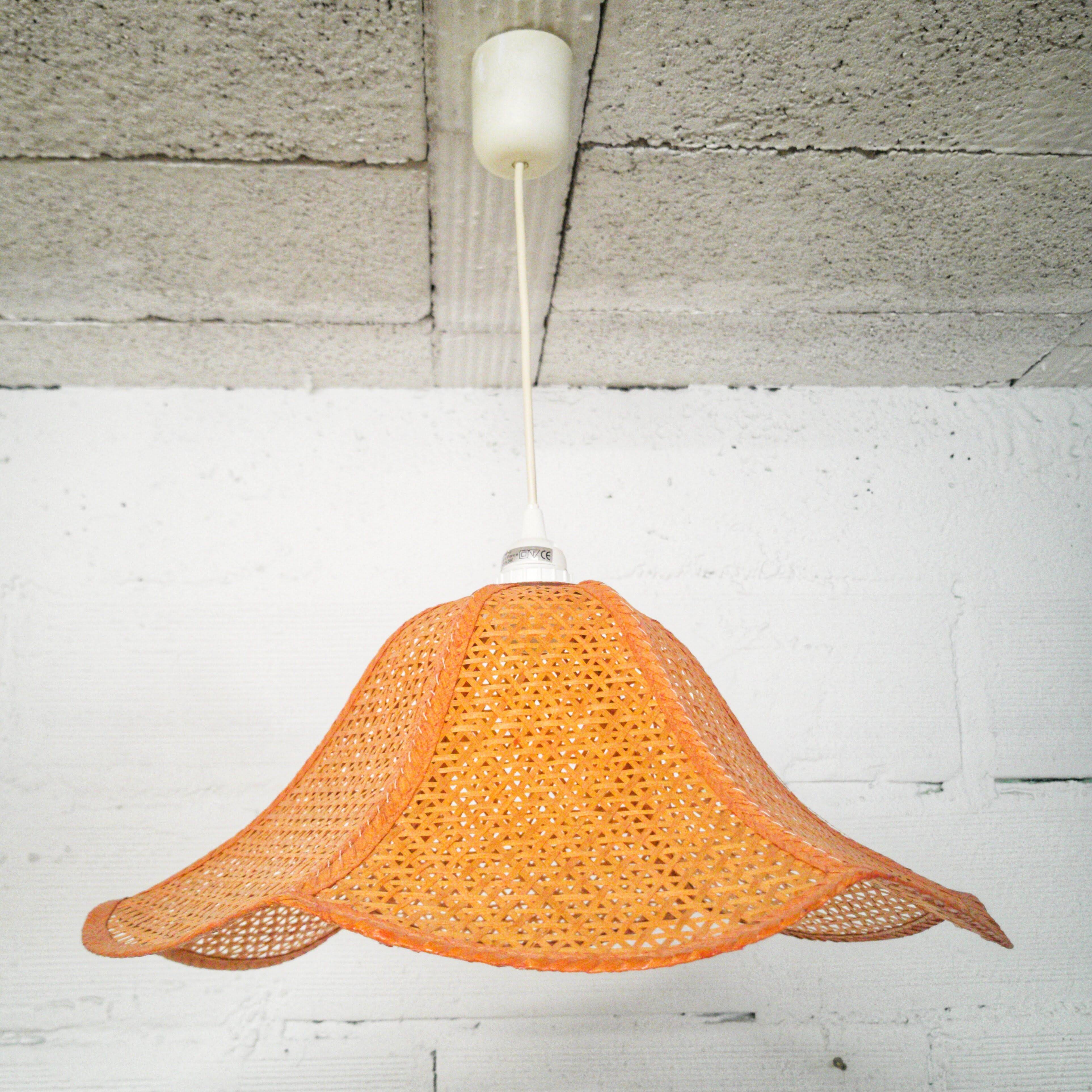 Rattan & cane petal suspension
