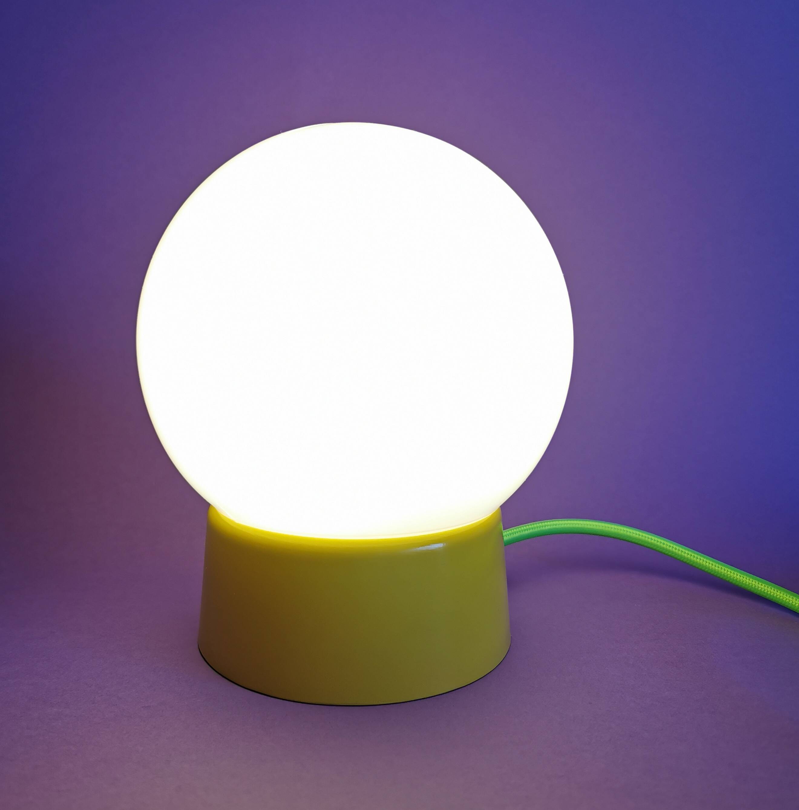 Vintage white opaline living room bedside desk lamp "Yellow"