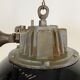 Black Enamel and Cast Iron Industrial Cage Pendant Light, 1950s