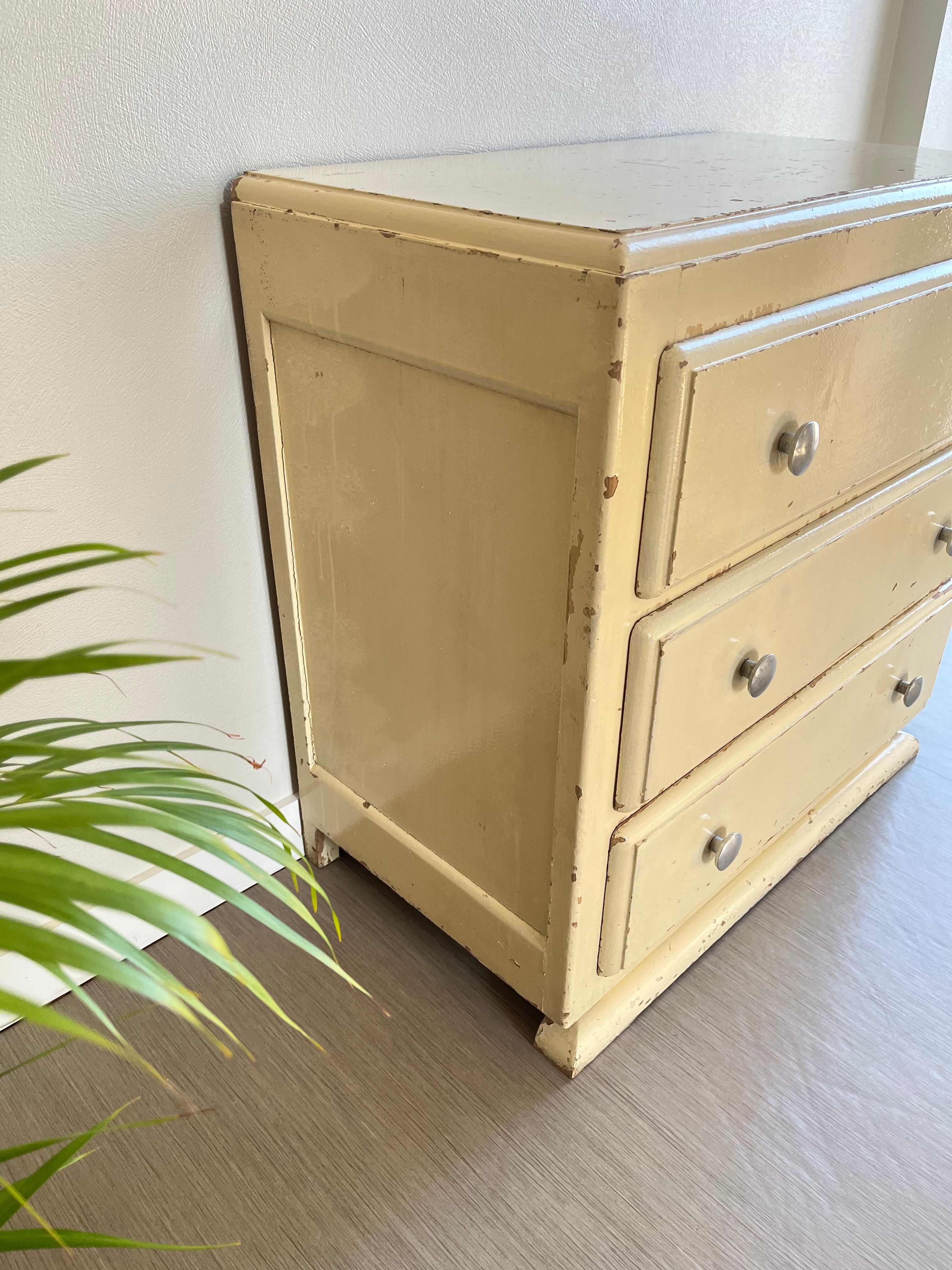 Vintage patinated wood chest of drawers