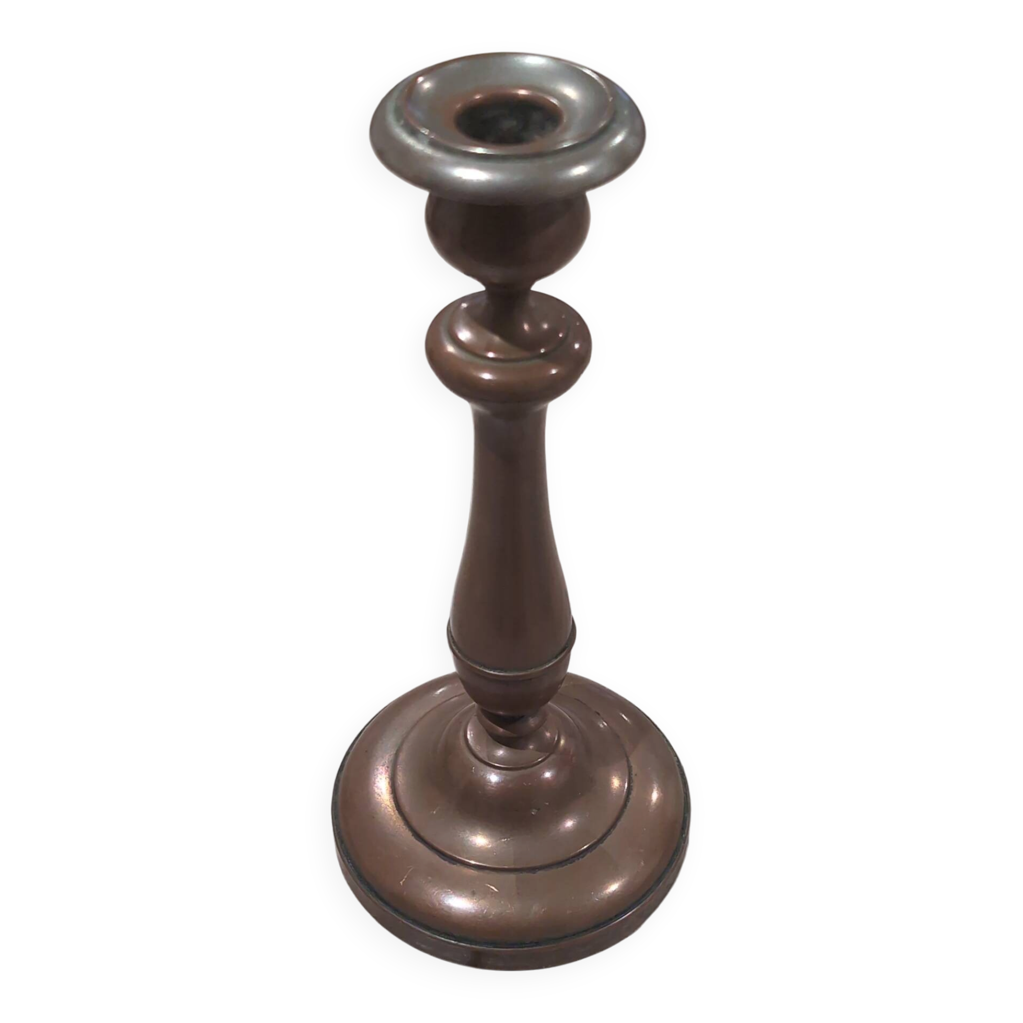 Antique Silver-Plated Metal Candlestick Vintage Torch 18th 19th Century