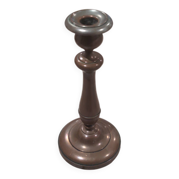 Antique Silver-Plated Metal Candle Holder Vintage Torch 18th 19th Century