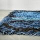 Large Danish Abstract Blue Wool Rya Rug in Ege Style